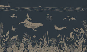 Mural Monochrome Sea Blue Vintage – Kikki Belle – imagem 1