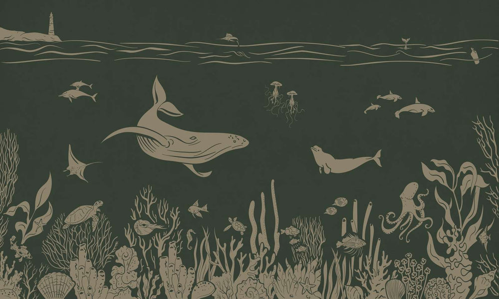 Mural Monochrome Sea Green Vintage – Kikki Belle – imagem 1