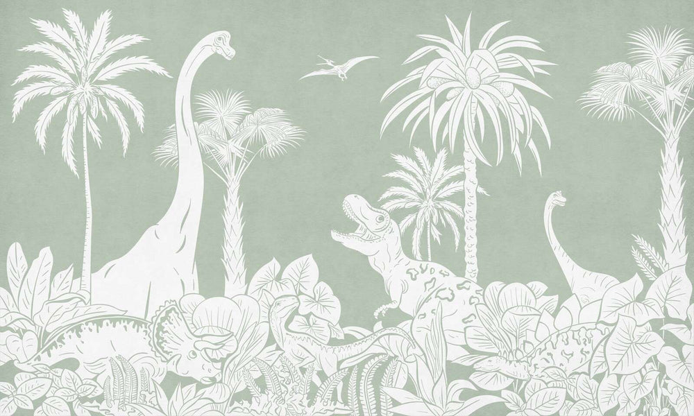 Mural Monochrome Dino Green – Kikki Belle – imagem 1