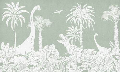 Mural Monochrome Dino Green – Kikki Belle – imagem 1