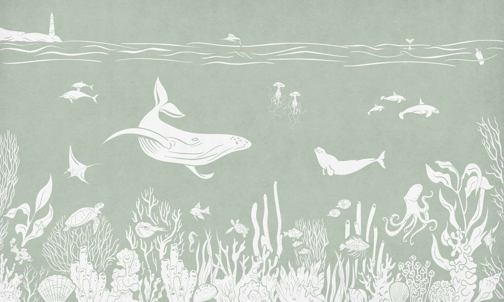 Mural Monochrome Sea Green – Kikki Belle – imagem 1