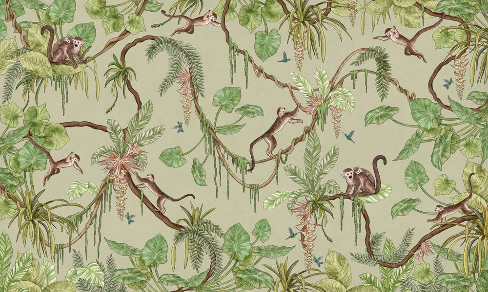 Mural Playful Monkeys green – Kikki Belle – imagem 1