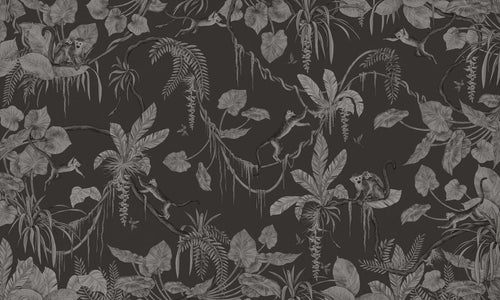 Mural Playful Monkeys Monochrome black – Kikki Belle – imagem 1