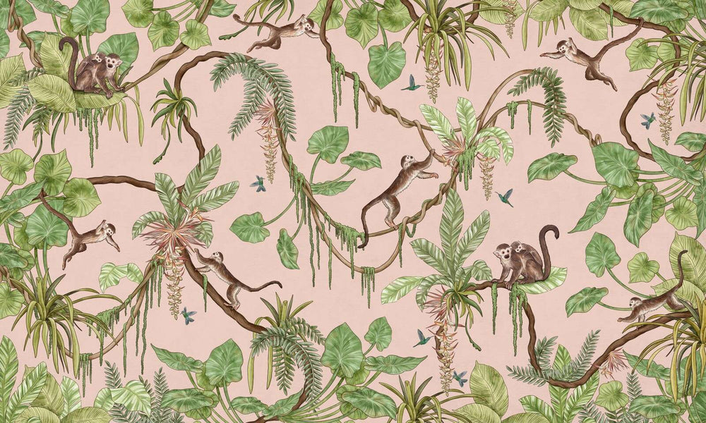 Mural Playful Monkeys pink – Kikki Belle – imagem 1