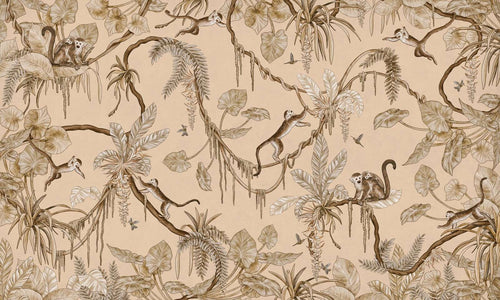 Mural Playful Monkeys Vintage beige – Kikki Belle – imagem 1