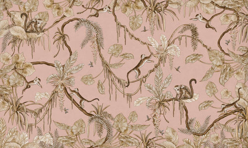 Mural Playful Monkeys Vintage pink – Kikki Belle – imagem 1