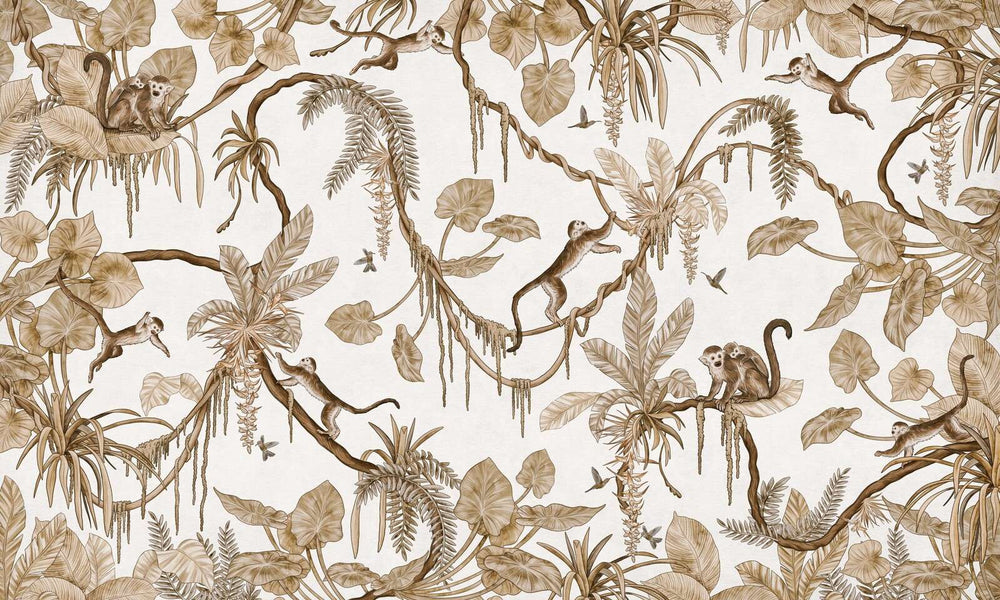 Mural Playful Monkeys Vintage white – Kikki Belle – imagem 1