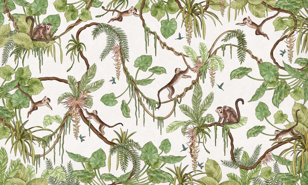 Mural Playful Monkeys white – Kikki Belle – imagem 1