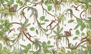 Mural Playful Monkeys white – Kikki Belle – imagem 1