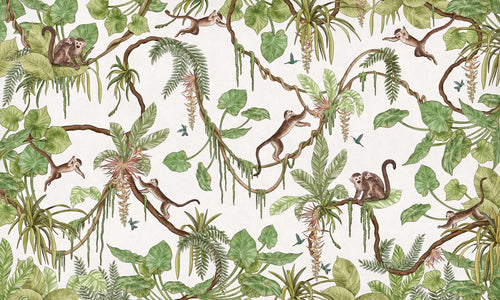 Mural Playful Monkeys white – Kikki Belle – imagem 1