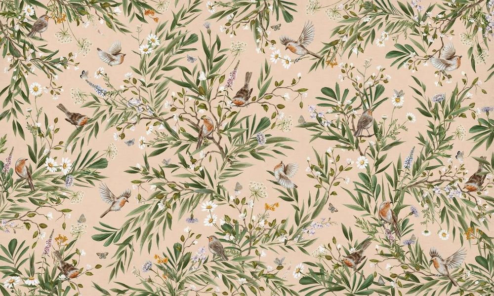 Mural Playful Robins beige – Kikki Belle – imagem 1