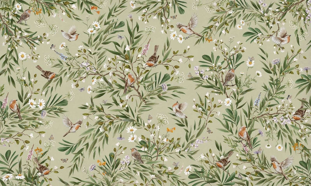 Mural Playful Robins green – Kikki Belle – imagem 1