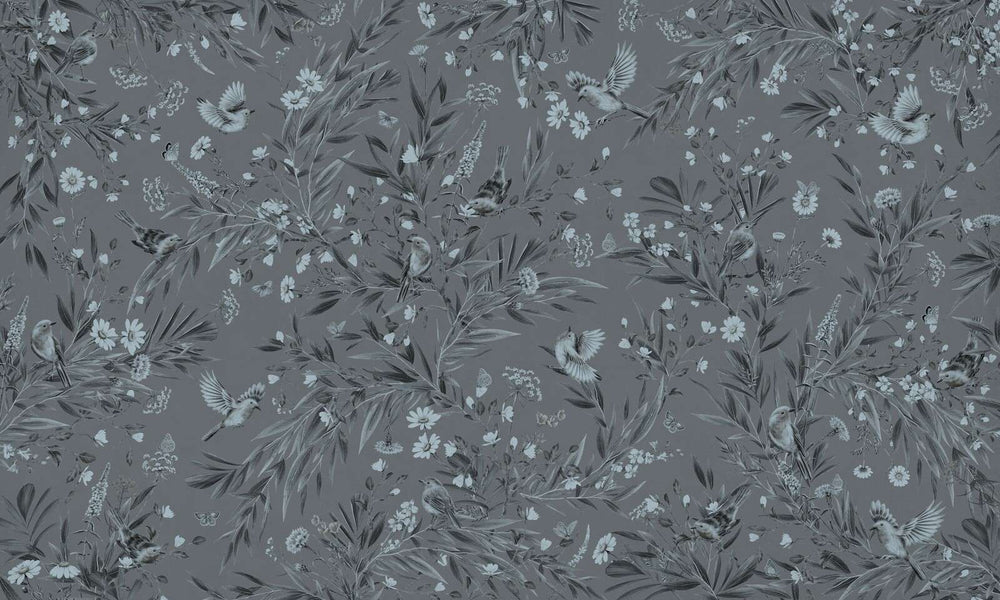Mural Playful Robins Monochrome blue – Kikki Belle – imagem 1
