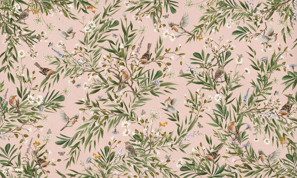 Mural Playful Robins pink – Kikki Belle – imagem 1