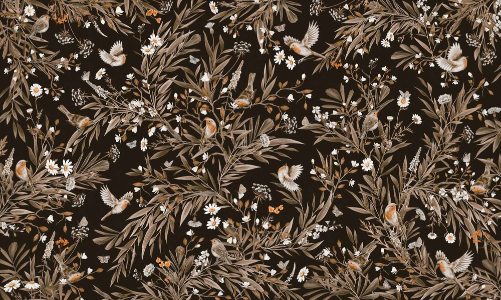 Mural Playful Robins Vintage black – Kikki Belle – imagem 1