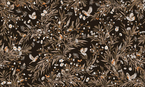 Mural Playful Robins Vintage black – Kikki Belle – imagem 1