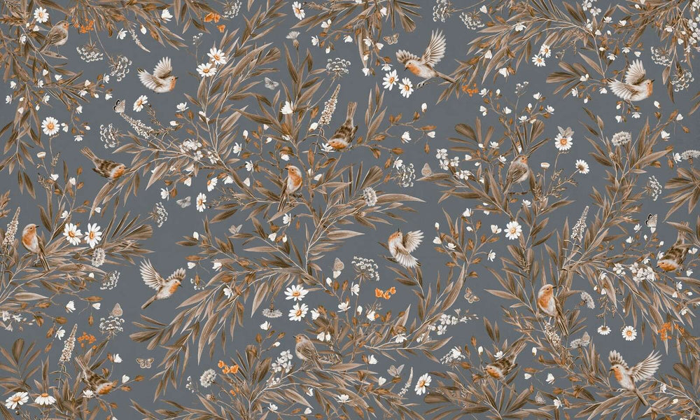 Mural Playful Robins Vintage blue – Kikki Belle – imagem 1