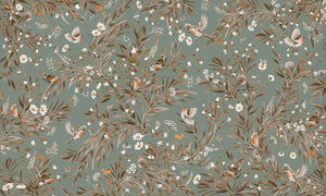 Mural Playful Robins Vintage green – Kikki Belle – imagem 1