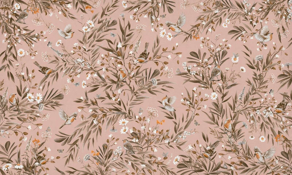 Mural Playful Robins Vintage pink – Kikki Belle – imagem 1