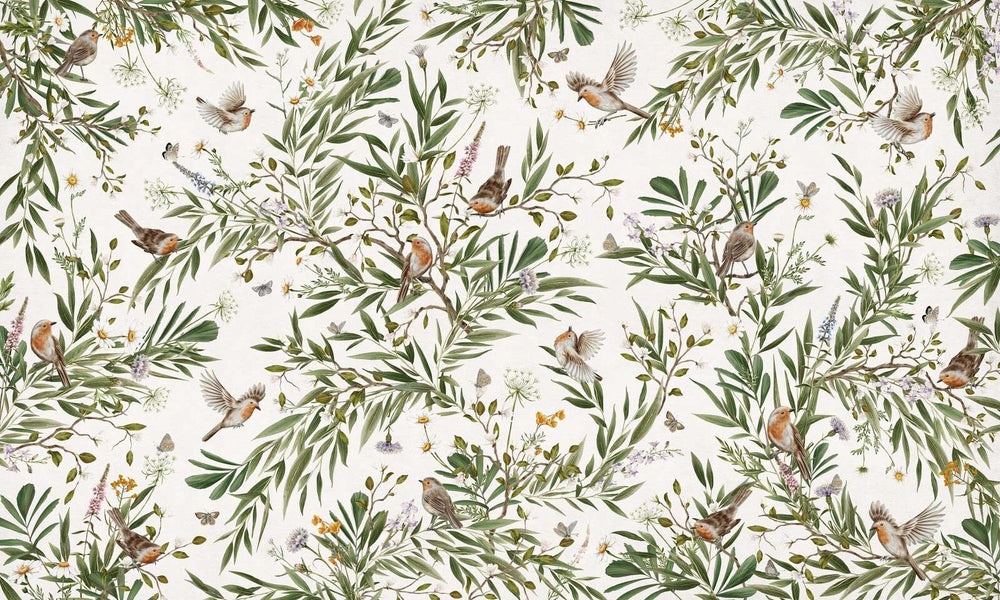 Mural Playful Robins white – Kikki Belle – imagem 1
