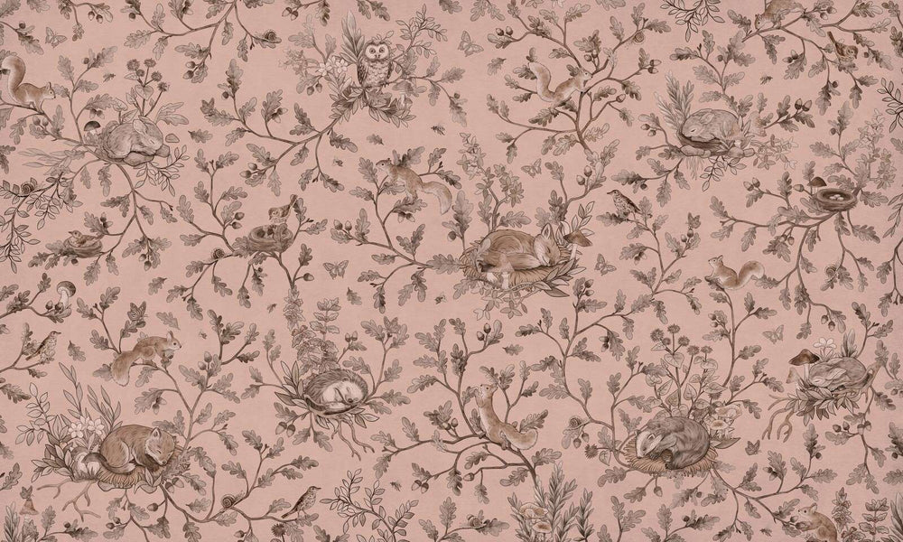 Mural Playful Woods Monochrome pink – Kikki Belle – imagem 1