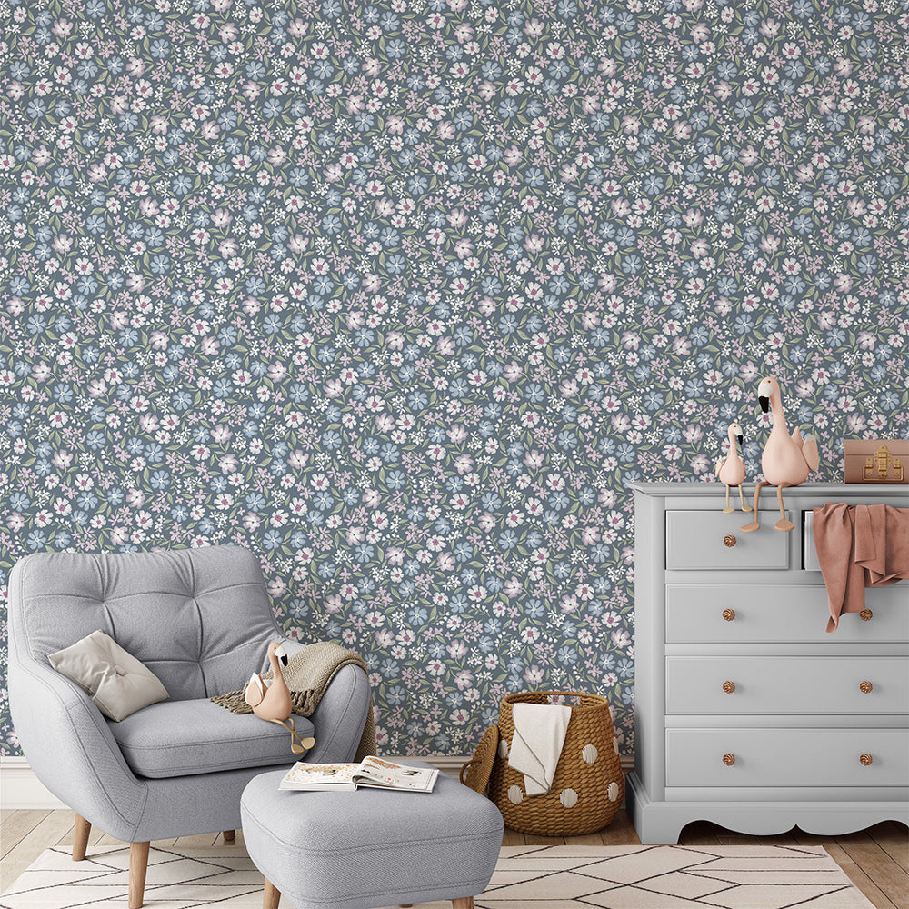 Papel de Parede Daisy – Blue – Pastelowe Love – imagem 1
