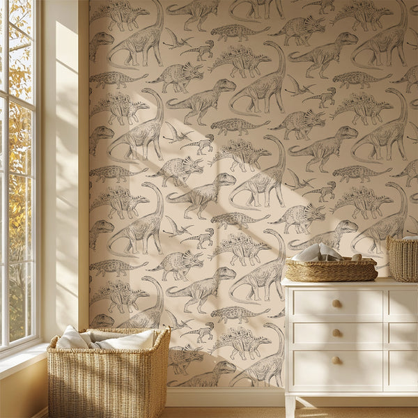 Papel de Parede Dinosaurs – Beige – Pastelowe Love – imagem 2