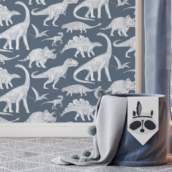 Papel de Parede Dinosaurs – Blue – Pastelowe Love – imagem 3