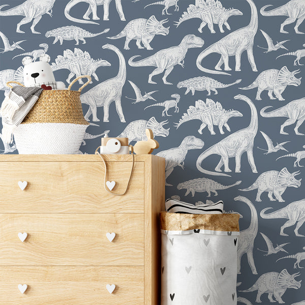 Papel de Parede Dinosaurs – Blue – Pastelowe Love – imagem 4