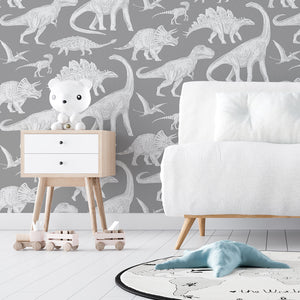 Papel de Parede Dinosaurs – Grey – Pastelowe Love – imagem 2