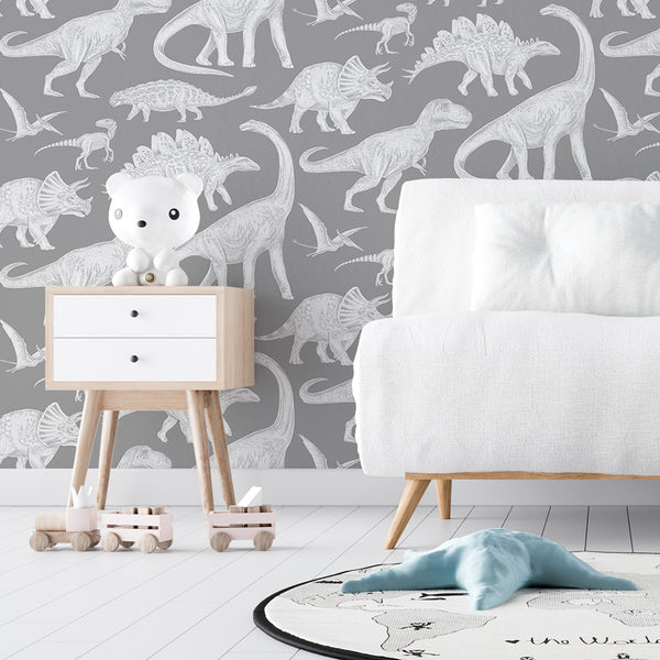 Papel de Parede Dinosaurs – Grey – Pastelowe Love – imagem 2