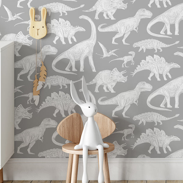 Papel de Parede Dinosaurs – Grey – Pastelowe Love – imagem 3