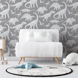Papel de Parede Dinosaurs – Grey – Pastelowe Love – imagem 4