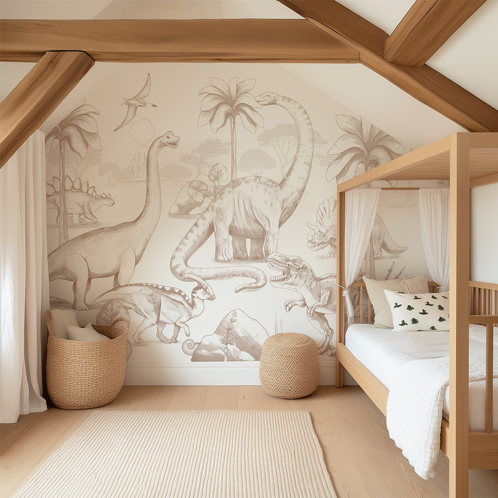 Mural Dinosaurs Sepia – Pastelowe Love – imagem 1