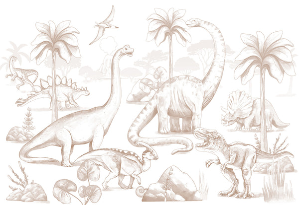 Mural Dinosaurs Sepia – Pastelowe Love – imagem 7