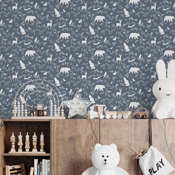 Papel de Parede Forest Animals – Blue – Pastelowe Love – imagem 4