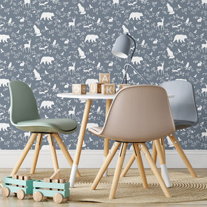 Papel de Parede Forest Animals – Blue – Pastelowe Love – imagem 5