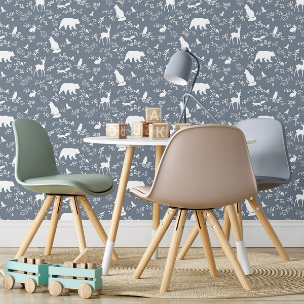 Papel de Parede Forest Animals – Blue – Pastelowe Love – imagem 5
