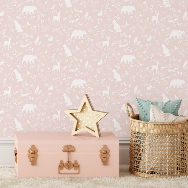 Papel de Parede Forest Animals Pink – Pastelowe Love – imagem 3
