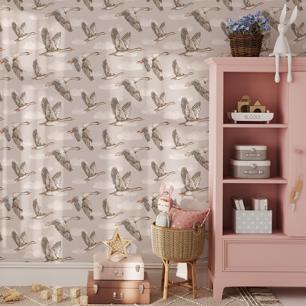 Papel de Parede Geese – Beige – Pastelowe Love – imagem 1