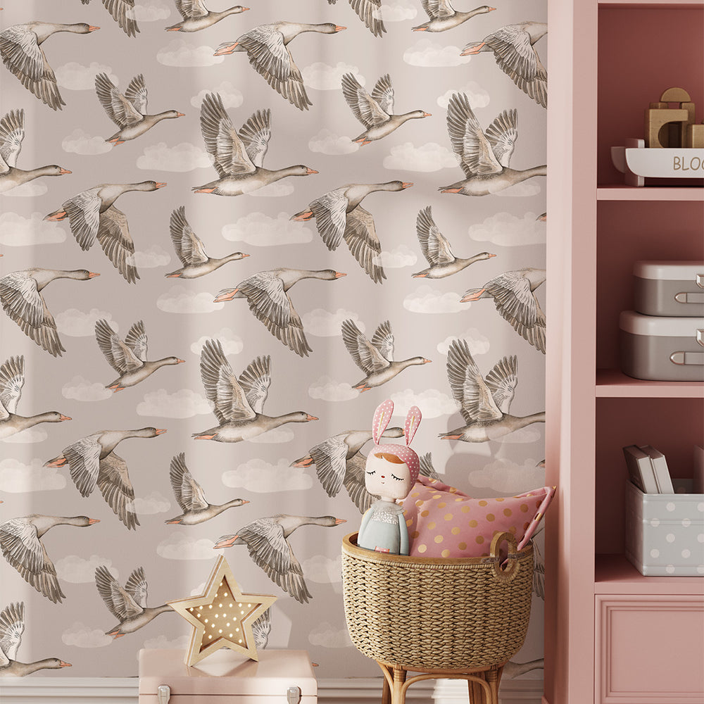Papel de Parede Geese – Beige – Pastelowe Love – imagem 1