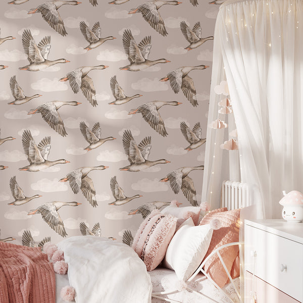 Papel de Parede Geese – Beige – Pastelowe Love – imagem 4