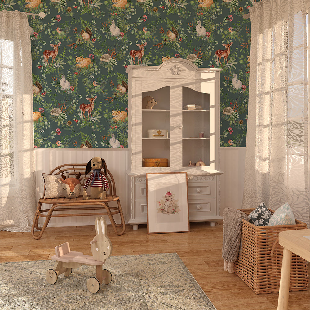 Papel de Parede Woodland – Green – Pastelowe Love – imagem 1