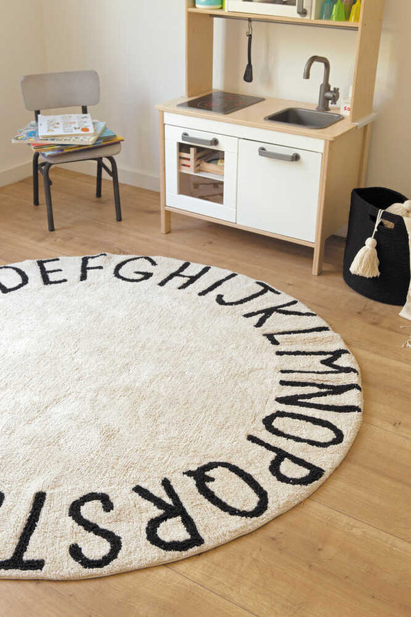 WASHABLE RUG ABC NATURAL BLACK – Lorena Canals