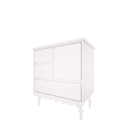 Cómoda Babushka baixa Wood Luck Design — Branco, imagem 1