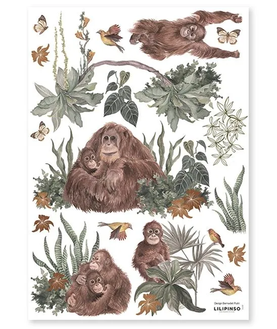 Stickers de parede familia orangotango