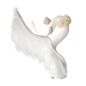 Cisne de linho branco para decoração de quarto