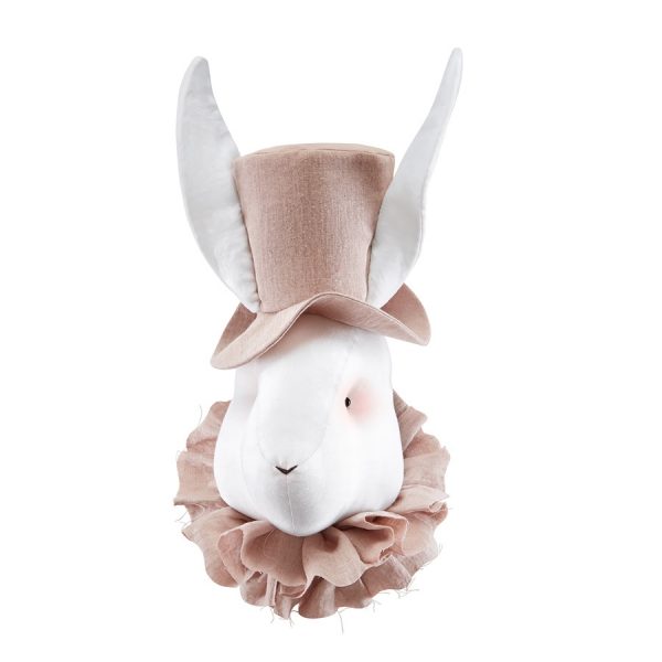 Linen rabbit with pink hat