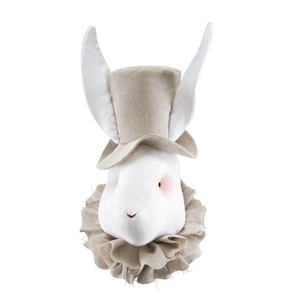 Linen rabbit with beige hat