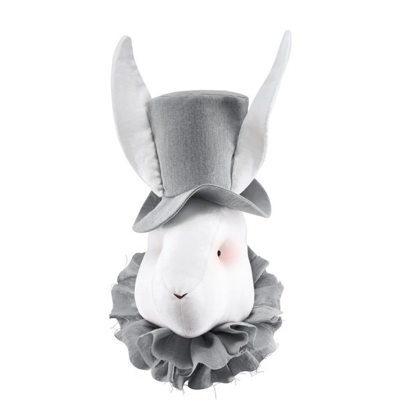 Linen rabbit with grey hat